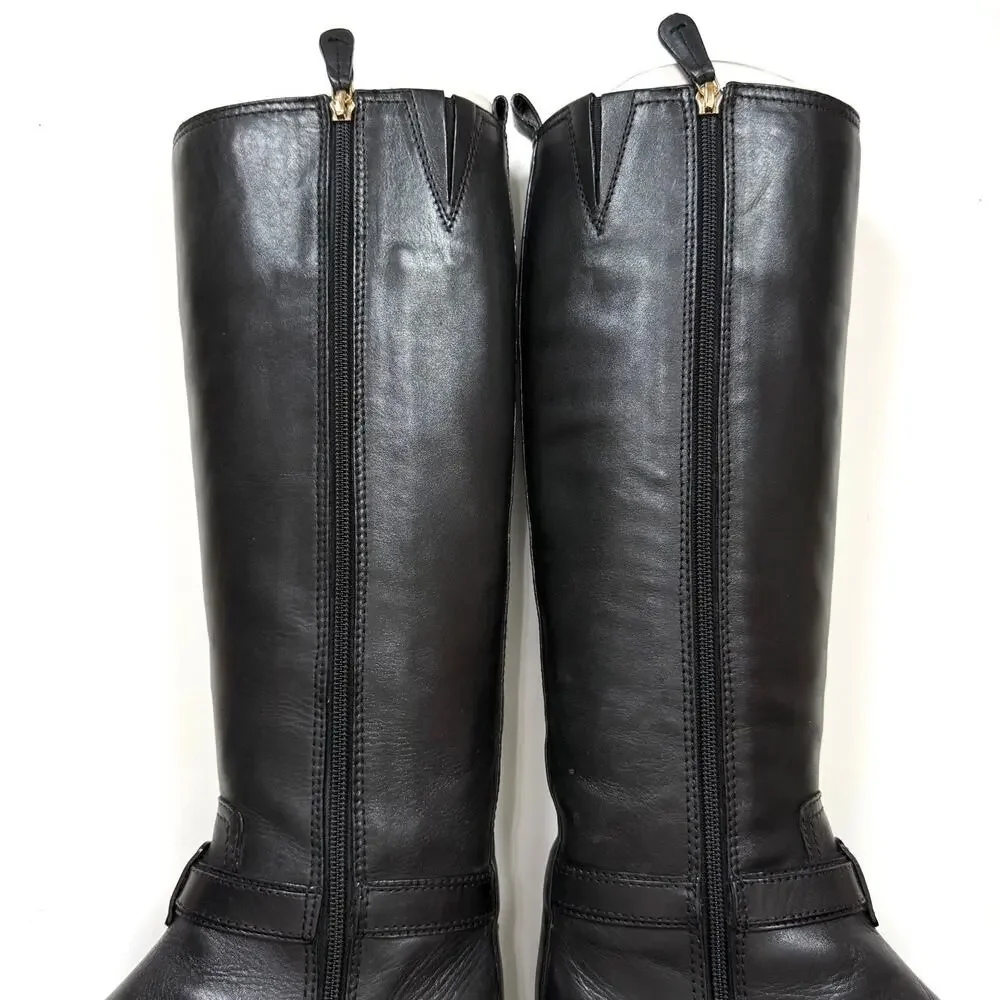 Tory Burch Bristol Riding Boots Equestrian Calf in Black